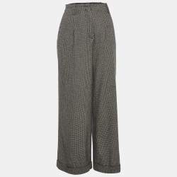 Pre Owned Sandro Monochrome Houndstooth High Rise Trousers S