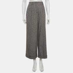 Pre Owned Sandro Monochrome Houndstooth High Rise Trousers S