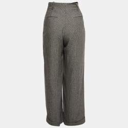 Pre Owned Sandro Monochrome Houndstooth High Rise Trousers S