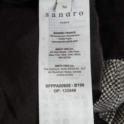 Pre Owned Sandro Monochrome Houndstooth High Rise Trousers S