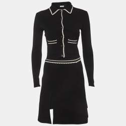 Pre Owned Sandro Black Stretch Knit Skirt and Top Set XS