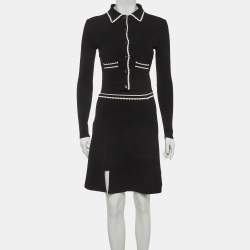 Pre Owned Sandro Black Stretch Knit Skirt and Top Set XS