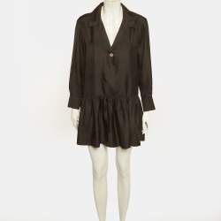 Pre Owned Sandro Black Silk Pleated Mini Dress S