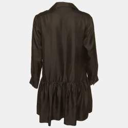 Pre Owned Sandro Black Silk Pleated Mini Dress S
