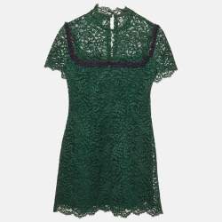 Pre Owned Sandro Green Cord Lace Mini Dress S