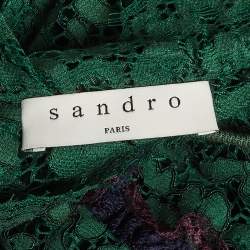 Pre Owned Sandro Green Cord Lace Mini Dress S