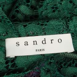 Pre Owned Sandro Green Cord Lace Mini Dress S