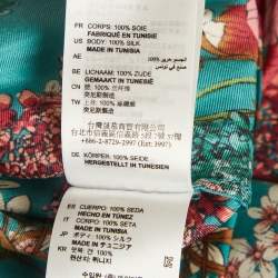 Pre Owned Sandro Turquoise Floral Print Silk Midi Wrap Dress M 