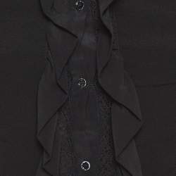 Pre Owned Sandro Black Lace Trim Crepe Mini Dress S