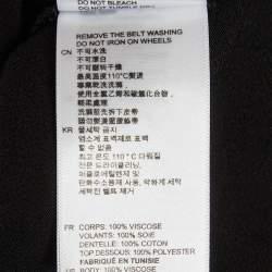 Pre Owned Sandro Black Lace Trim Crepe Mini Dress S