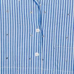 Pre Owned Sandro Blue Striped Cotton Embellished Crop Shirt M