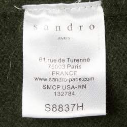 Pre Owned Sandro Olive Green Wool & Lace Hem Sweater S