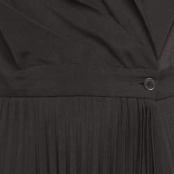 مملوكة مسبقًا Sandro Black Crepe & Plisse Wrap Style Midi Dress S
