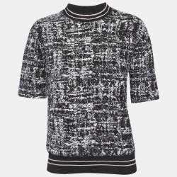 مملوكة مسبقًا ساندرو توب محبوك بنسيج بالأبيض والأسود مقاس صغير