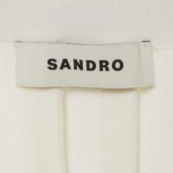 Pre Owned Sandro White Knit Pleated Short Skirt L