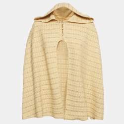 مملوكة مسبقًا Sandro Gold Textured Knit Dianora Strass Cape One Size