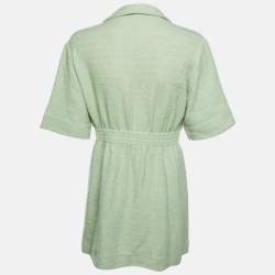 Pre Owned Sandro Light Green Tweed Double Breasted Alize Shirtdress L