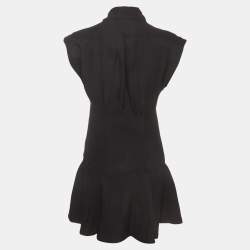 Pre Owned Sandro Black Linen Blend Empire Line Josephine Mini Dress XS