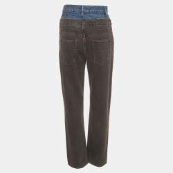 Pre Owned Sandro Black/Blue Denim Two Tone Double Waisted Jeans S /Waist 26"
