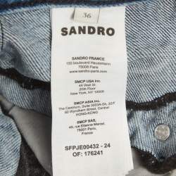 Pre Owned Sandro Black/Blue Denim Two Tone Double Waisted Jeans S /Waist 26"