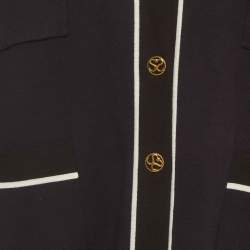 Pre Owned Sandro Navy Blue Contrast Striped Knit Chelan Cardigan L