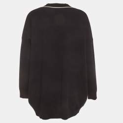 Pre Owned Sandro Navy Blue Contrast Striped Knit Chelan Cardigan L