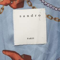 Pre Owned Sandro Navy Blue Contrast Striped Knit Chelan Cardigan L