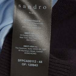 Pre Owned Sandro Navy Blue Contrast Striped Knit Chelan Cardigan L