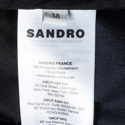 Pre Owned Sandro Navy Blue Wool Blend Tailored Trousers M