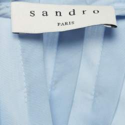 Pre Owned Sandro Blue Cotton Lace Trim Ruffle Detail Blouse L 