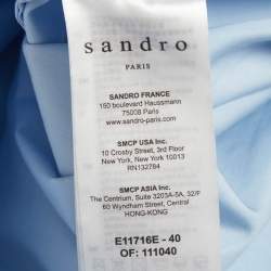 Pre Owned Sandro Blue Cotton Lace Trim Ruffle Detail Blouse L 