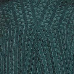 Pre Owned Sandro Green Crochet Sleeveless Flared Bliss Mini Dress S