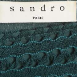 Pre Owned Sandro Green Crochet Sleeveless Flared Bliss Mini Dress S
