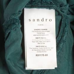 Pre Owned Sandro Green Crochet Sleeveless Flared Bliss Mini Dress S
