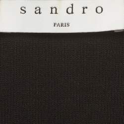 Pre Owned Sandro Black Knit and Lace Detail Trim Sleeveless Midi Dress S