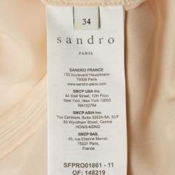 Pre Owned Sandro Cream Plissé Tulle Tiered Bianca Midi Dress XS