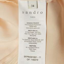 Pre Owned Sandro Cream Plissé Tulle Tiered Bianca Midi Dress XS