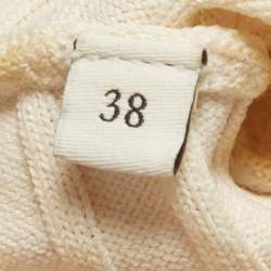 Pre Owned Sandro Cream Pointelle Rib Knit Short Sleeve Dress M 