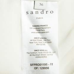 Pre Owned Sandro White Tweed-Effect Woolen Mini Coat Dress S