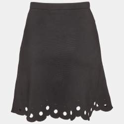 Pre Owned Sandro Black Jersey Scalloped Hem Mini Skirt S