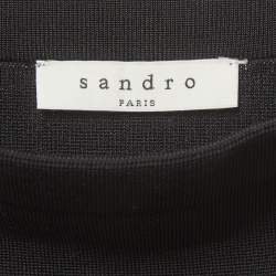 Pre Owned Sandro Black Jersey Scalloped Hem Mini Skirt S