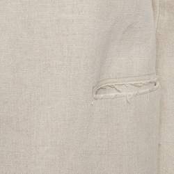 Pre Owned Sandro Beige Raw Edge Linen Blend Open Front Blazer S