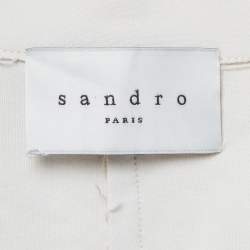 Pre Owned Sandro Beige Raw Edge Linen Blend Open Front Blazer S