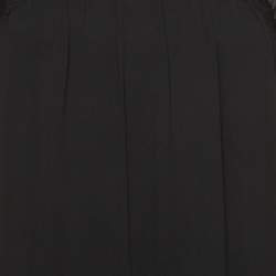 Pre Owned Sandro Black Crepe Lace Detail Round Neck Mini Dress S 