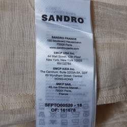 Pre Owned Sandro Beige Linen Blend Ruffled Folie Cropped Top XS