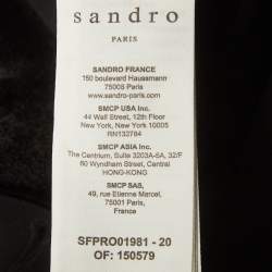 مملوكة مسبقًا Sandro Black Crepe Velvet Trim Shawl Collar Helena Mini Dress S
