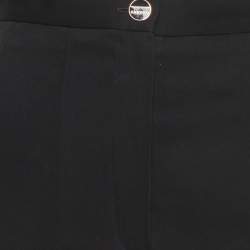 Pre Owned Sandro Black Gabardine and Chiffon Pleated Midi Skirt S