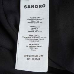 Pre Owned Sandro Black Gabardine and Chiffon Pleated Midi Skirt S