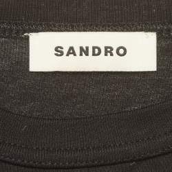 Pre Owned Sandro Black Jersey Crystal Embellished Cut-Out Gustave Top S