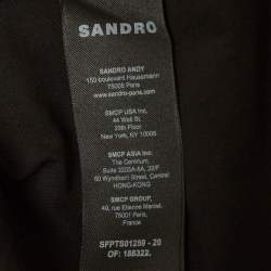Pre Owned Sandro Black Jersey Crystal Embellished Cut-Out Gustave Top S
